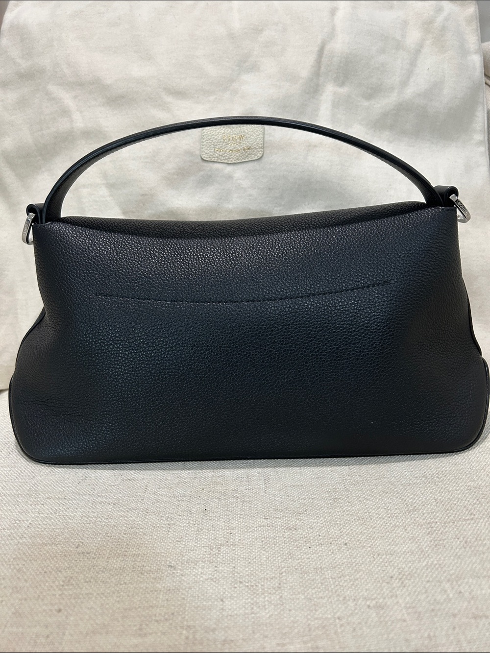 STOW London East West Curve Bag Bundle - Black Leather + Bonus Shoulder Strap - Picture 4 of 14